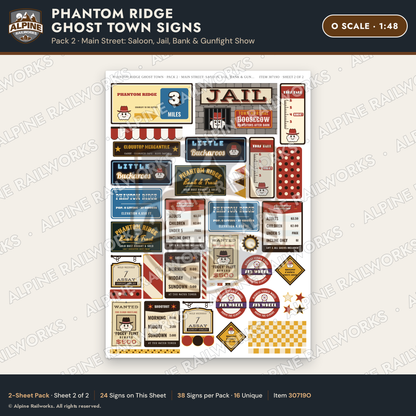 Alpine Railworks 30719O O Scale Roadside Signs - Mountain Ghost Town