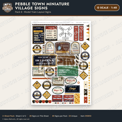 Alpine Railworks 31061O O Scale Roadside Signs - Miniature Village