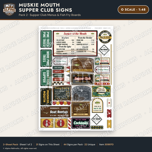 Alpine Railworks 30997O O Scale Roadside Attraction Signs - Giant Fish
