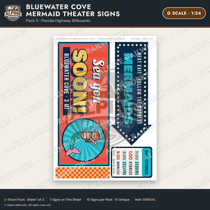 Alpine Railworks 30802G G Scale Roadside Signs - Mermaid Show
