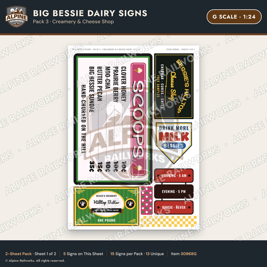 Alpine Railworks 30968G G Scale Roadside Signs - Giant Cow Dairy