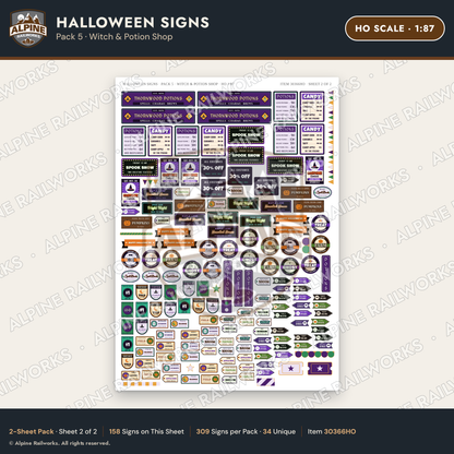 Alpine Railworks 30366HO HO Scale Halloween Signs - Witch