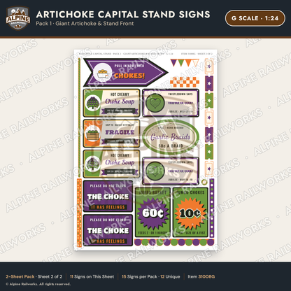 Alpine Railworks 31008G G Scale Roadside Signs - Giant Artichoke