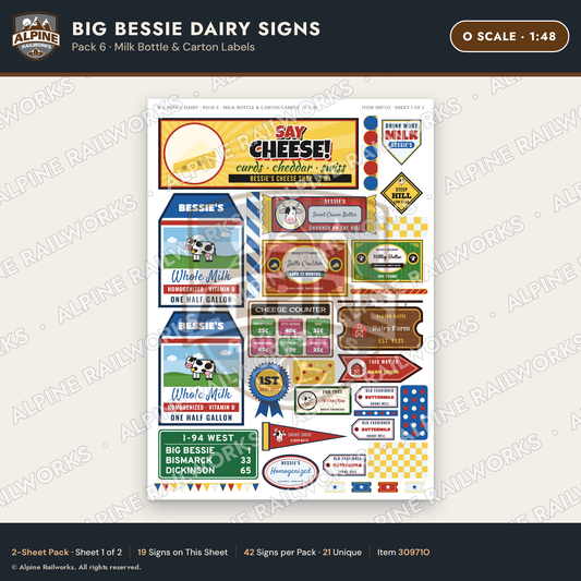 Alpine Railworks 30971O O Scale Roadside Signs - Giant Cow Dairy
