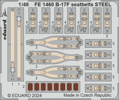Eduard FE1460 1/48 B-17F Seatbelts STEEL Zoom Set for EDUARD