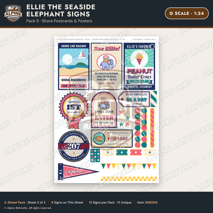 Alpine Railworks 30820G G Scale Roadside Signs - Elephant Building