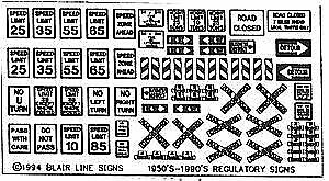 Blair Line 102 HO Scale Highway Signs -- Regulatory Signs #1 1950s-Present