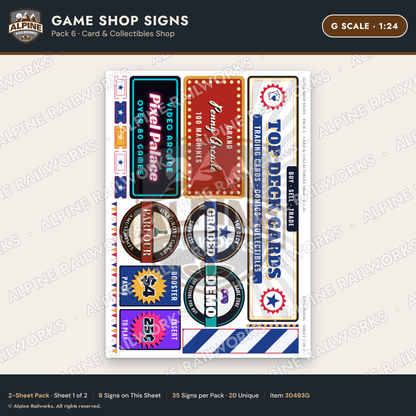 Alpine Railworks 30493G G Scale Game Shop Signs - Card