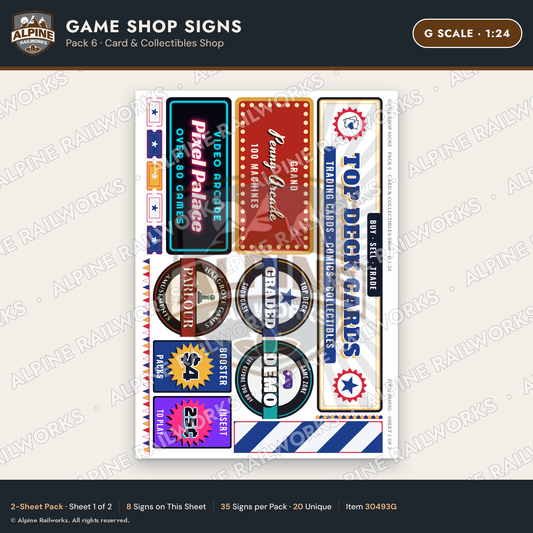 Alpine Railworks 30493G G Scale Game Shop Signs - Card