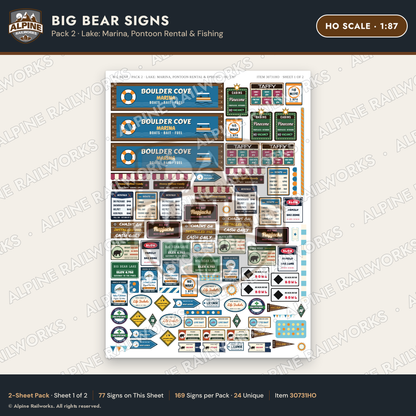 Alpine Railworks 30731HO HO Scale Tourist Signs - Big Bear Lake
