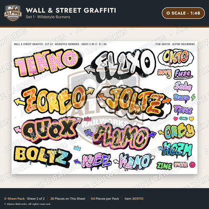 Alpine Railworks 30517O O Scale Wall & Street Graffiti Cut-Outs