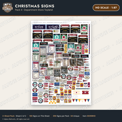 Alpine Railworks 30359HO HO Scale Christmas Signs