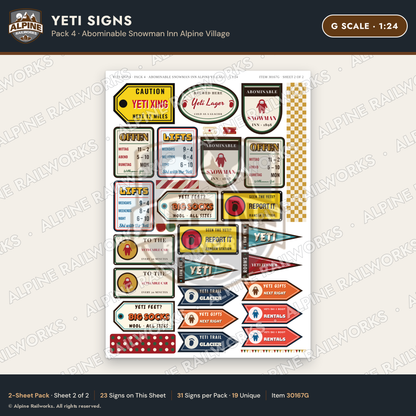 Alpine Railworks 30167G G Scale Yeti Signs