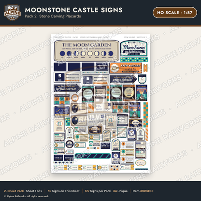 Alpine Railworks 31015HO HO Scale Roadside Signs - Stone Castle