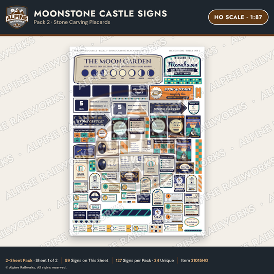 Alpine Railworks 31015HO HO Scale Roadside Signs - Stone Castle