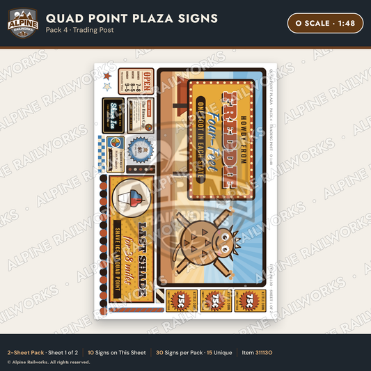 Alpine Railworks 31113O O Scale Roadside Signs - Four Corners
