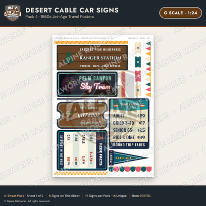 Alpine Railworks 30717G G Scale Tourist Signs - Desert Cable Car