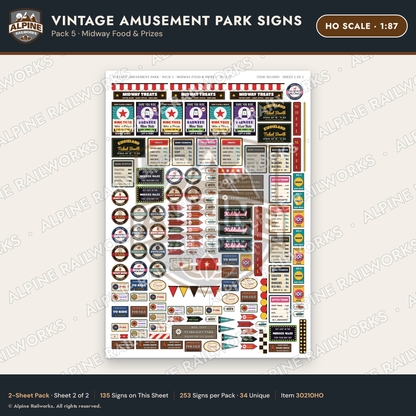 Alpine Railworks 30210HO HO Scale Vintage Amusement Park Signs