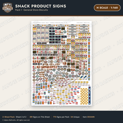 Alpine Railworks 30344N N Scale Snack Product Signs