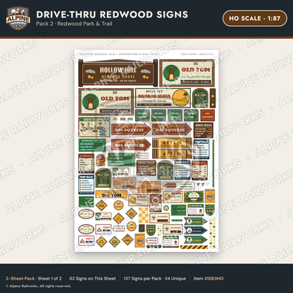 Alpine Railworks 31063HO HO Scale Roadside Signs - Drive-Thru Tree