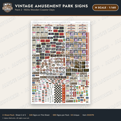 Alpine Railworks 30207N N Scale Vintage Amusement Park Signs