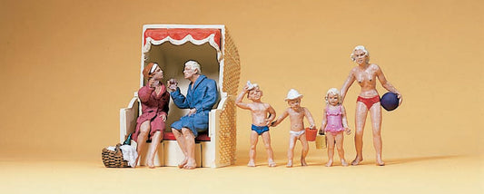 Preiser 10438 HO Sun Bathers & Beach Hut Figure Set