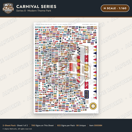 Alpine Railworks 30008N N Scale Carnival Signs - Modern Theme Park