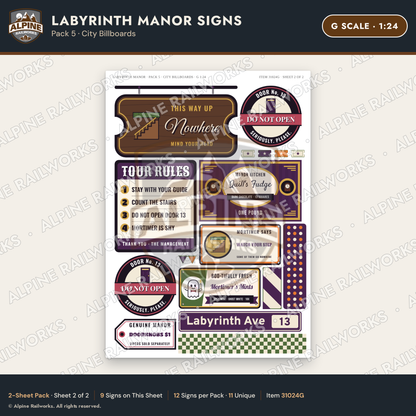 Alpine Railworks 31024G G Scale Roadside Signs - Mystery Mansion