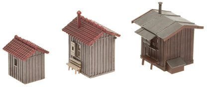 Faller 120211 HO Scale 3 Trackside Sheds, Weathered Kit