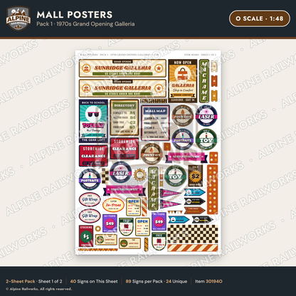 Alpine Railworks 30194O O Scale Mall Posters - Grand Opening Galleria