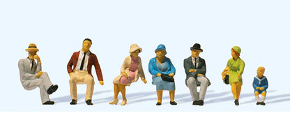 Preiser 12444 HO Scale Seated Persons 1925-1930 pkg(7)