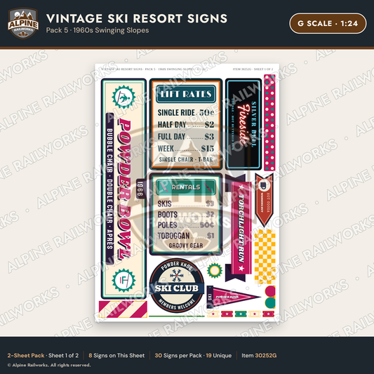 Alpine Railworks 30252G G Scale Vintage Ski Resort Signs