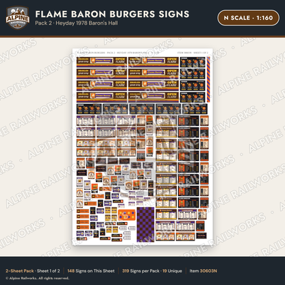 Alpine Railworks 30603N N Scale Fast Food Signs - Burgers