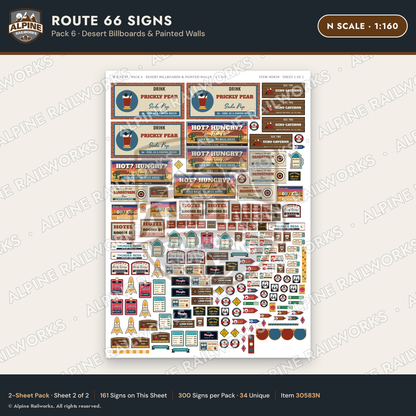 Alpine Railworks 30583N N Scale Route 66 Highway Signs