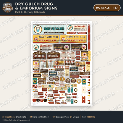 Alpine Railworks 30565HO HO Scale Roadside Signs - Western Drug Store