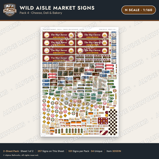 Alpine Railworks 30551N N Scale Roadside Signs - Jungle Grocery Store