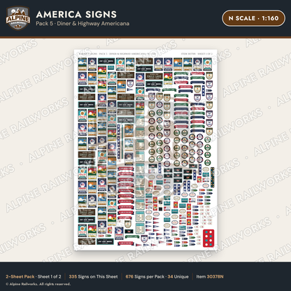 Alpine Railworks 30378N N Scale America Signs - Diner