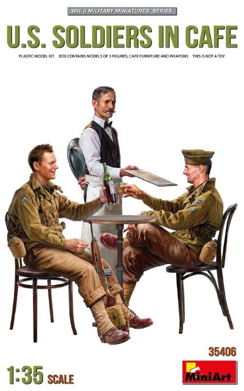Miniart Models 35406 1/35 WWII US Soldiers in Cafe (2) w/Waiter