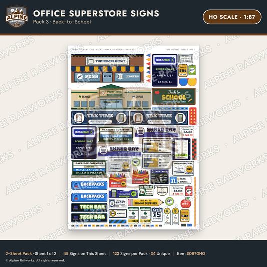 Alpine Railworks 30670HO HO Scale Office Superstore Signs