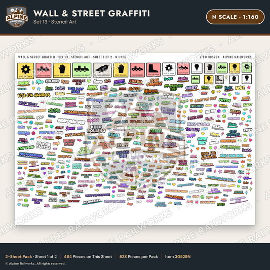 Alpine Railworks 30529N N Scale Wall & Street Graffiti Cut-Outs