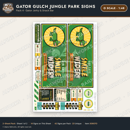 Alpine Railworks 30807O O Scale Roadside Signs - Alligator Park