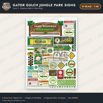 Alpine Railworks 30806O O Scale Roadside Signs - Alligator Park