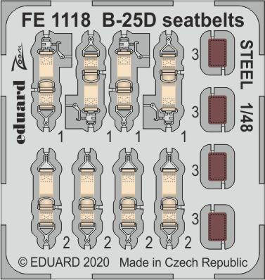 Eduard FE1118 1/48 B-25D Seatbelts STEEL Photo Etch for Revell