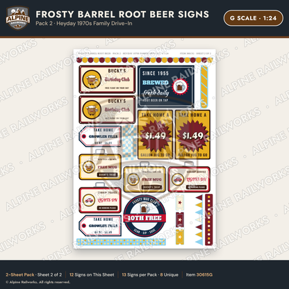 Alpine Railworks 30615G G Scale Fast Food Signs - Root Beer Drive-In
