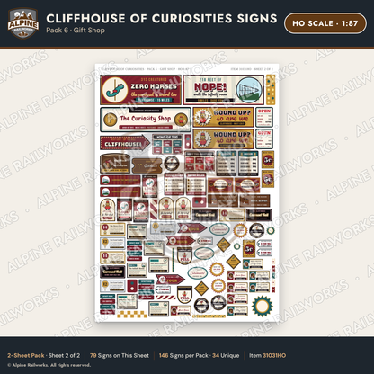 Alpine Railworks 31031HO HO Scale Roadside Signs - Curiosity House