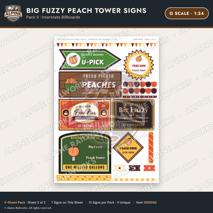 Alpine Railworks 30934G G Scale Roadside Signs - Peach Water Tower