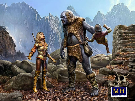 Master Box Models 24011 1/24 World of Fantasy: Female Warrior & Giant Holding Gn