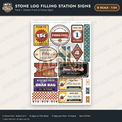 Alpine Railworks 31074G G Scale Roadside Signs - Petrified Wood