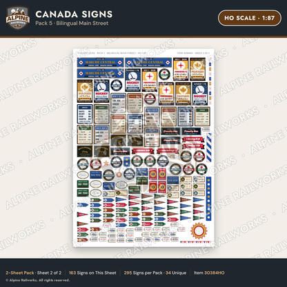 Alpine Railworks 30384HO HO Scale Canada Signs - Bilingual Main Street