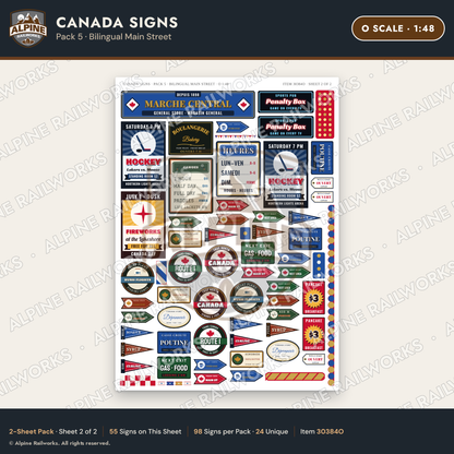 Alpine Railworks 30384O O Scale Canada Signs - Bilingual Main Street